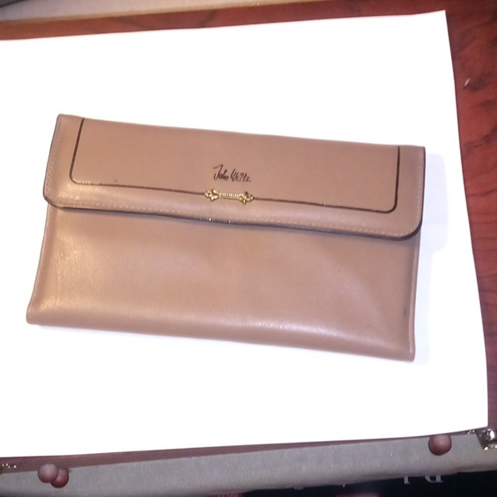 John Weitz LT Brown Checkbook Wallet - Picture 1 of 16